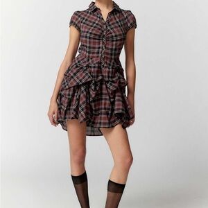 NWOT! - BDG (Urban Outfitters) Plaid Ruffle Mini Dress - Women